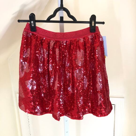 Cat & Jack NWT Girls' Red Heart Sequined Skirt Size XL (14) - Picture 4 of 8